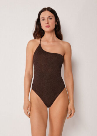 Costum de baie cu un singur umăr Metallic Glow