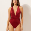 Costum de baie dintr-o bucată din satin lucios Costum de baie dintr-o bucată din satin lucios