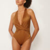 Costum de baie dintr-o bucată din satin lucios Costum de baie dintr-o bucată din satin lucios