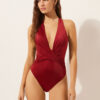 Costum de baie dintr-o bucată din satin lucios Costum de baie dintr-o bucată din satin lucios