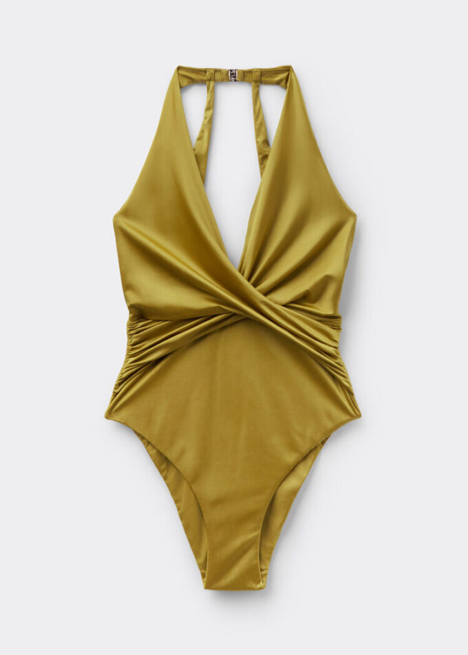Costum de baie dintr-o bucată din satin lucios Costum de baie dintr-o bucată din satin lucios
