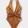 Costum de baie dintr-o bucată din satin lucios Costum de baie dintr-o bucată din satin lucios