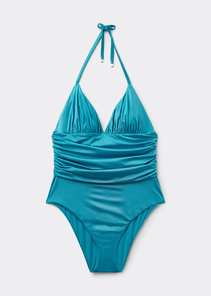 Costum de baie dintr-o bucată din satin lucios Costum de baie dintr-o bucată din satin lucios