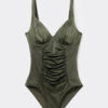 Costum de baie dintr-o bucată din satin lucios, cu efect de slăbire Costum de baie dintr-o bucată din satin lucios, cu efect de slăbire