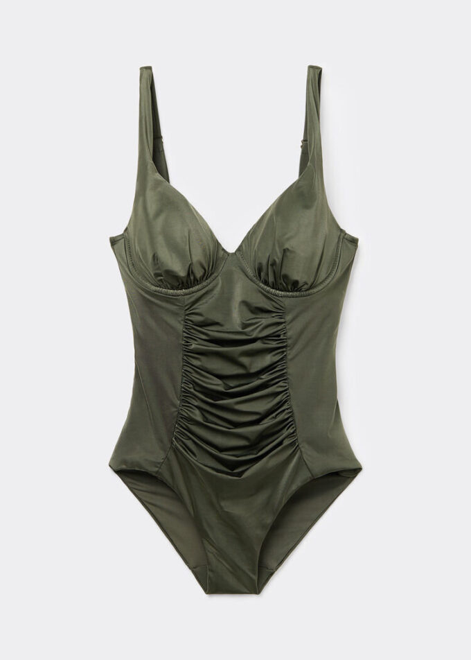 Costum de baie dintr-o bucată din satin lucios, cu efect de slăbire Costum de baie dintr-o bucată din satin lucios, cu efect de slăbire