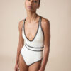 Costum de baie întreg cu broderie bicoloră Costum de baie întreg cu broderie bicoloră