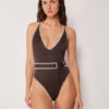 Costum de baie întreg cu broderie bicoloră Costum de baie întreg cu broderie bicoloră