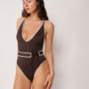 Costum de baie întreg cu broderie bicoloră Costum de baie întreg cu broderie bicoloră