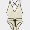Costum de baie întreg cu broderie bicoloră Costum de baie întreg cu broderie bicoloră
