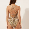 Costum de baie întreg cu imprimeu de frunziș tropical Costum de baie întreg cu imprimeu de frunziș tropical