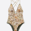Costum de baie întreg cu imprimeu de frunziș tropical Costum de baie întreg cu imprimeu de frunziș tropical