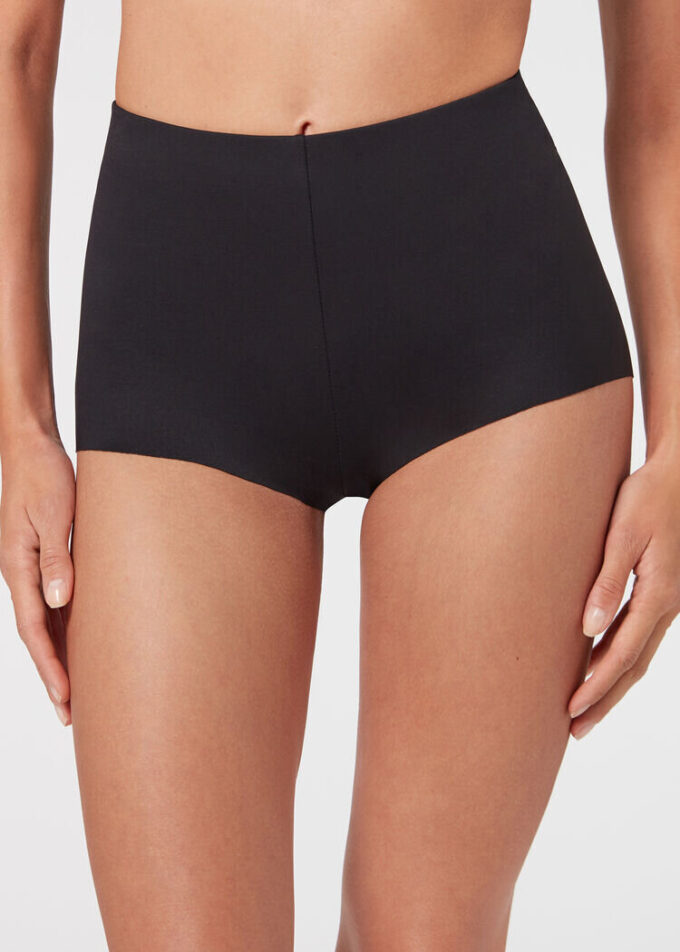 Pantaloni culottes elastici, cu textură moale