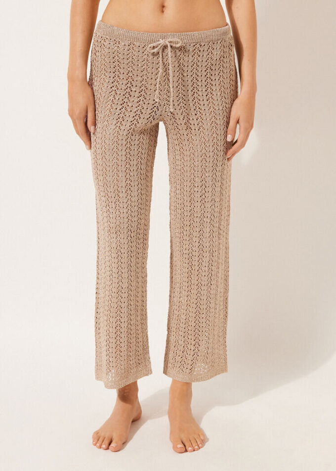 Pantaloni lungi croșetați din lamé Pantaloni lungi croșetați din lamé