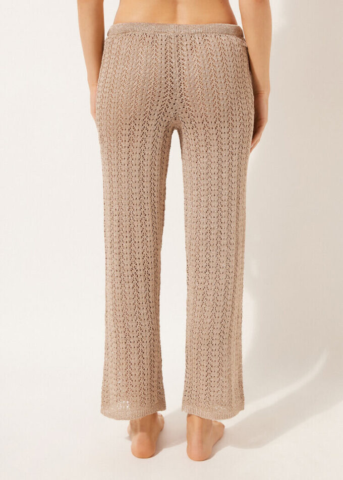 Pantaloni lungi croșetați din lamé Pantaloni lungi croșetați din lamé