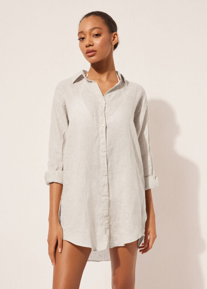 Rochie-cămașă din in Rochie-cămașă din in