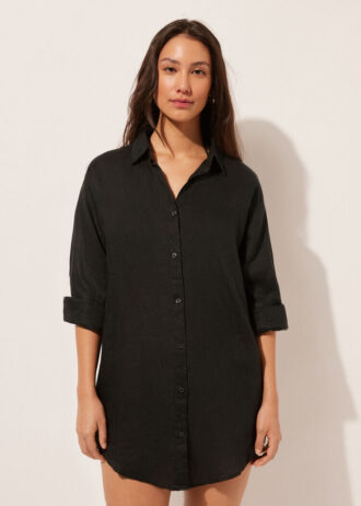 Rochie-cămașă din in