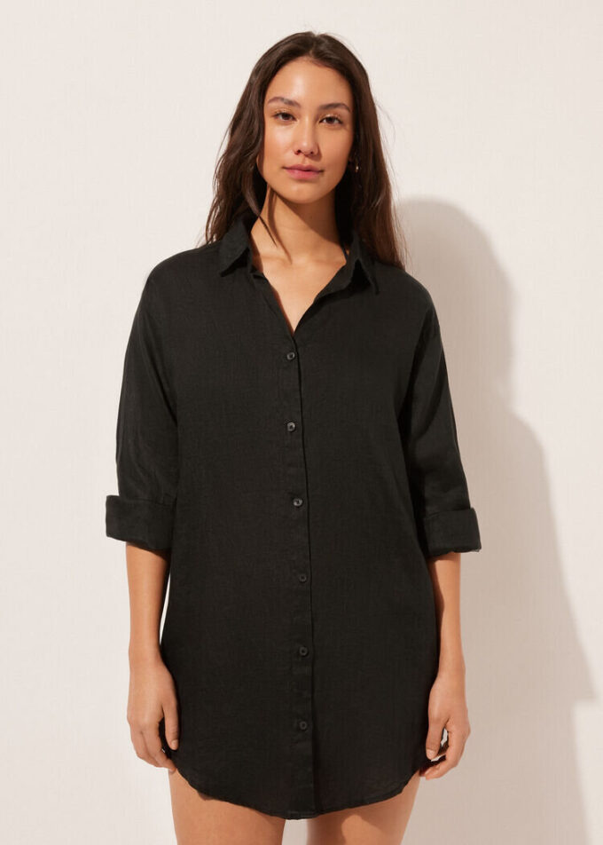 Rochie-cămașă din in Rochie-cămașă din in