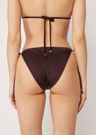 Slip de baie cu șnururi Brown Glitter