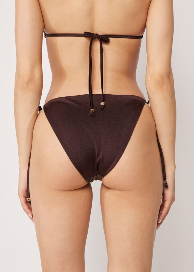Slip de baie cu șnururi Brown Glitter Slip de baie cu șnururi Brown Glitter