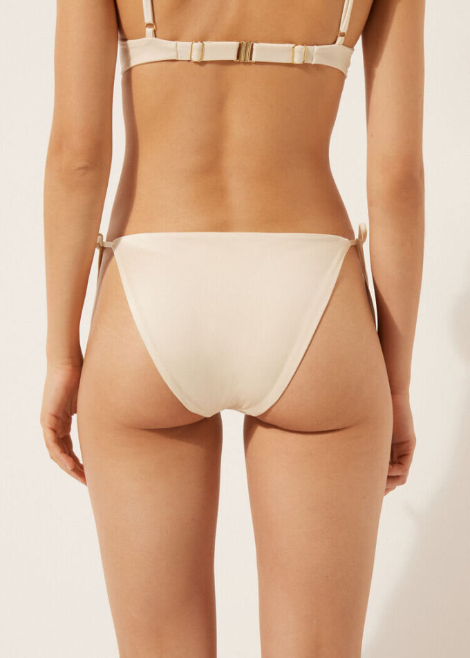 Slip de baie cu șnururi din satin lucios