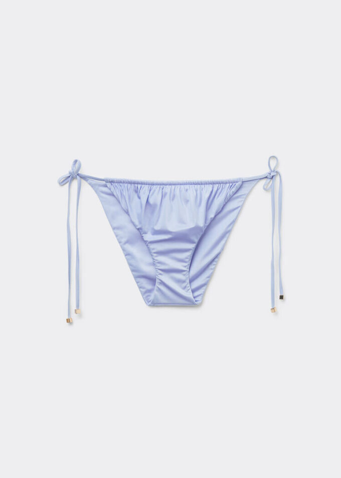 Slip de baie cu șnururi din satin lucios Slip de baie cu șnururi din satin lucios