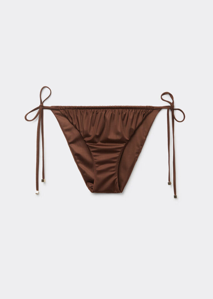 Slip de baie cu șnururi din satin lucios