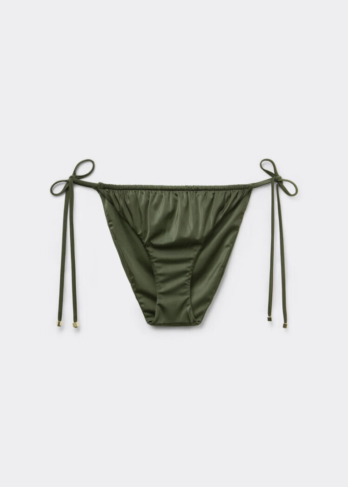 Slip de baie cu șnururi din satin lucios