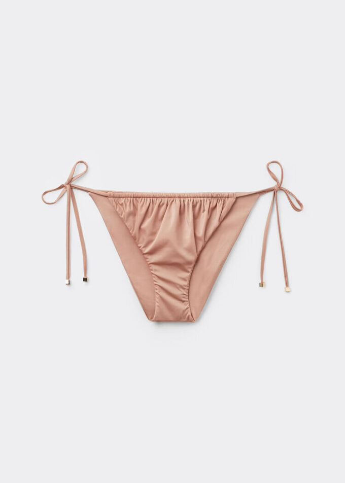Slip de baie cu șnururi din satin lucios Slip de baie cu șnururi din satin lucios