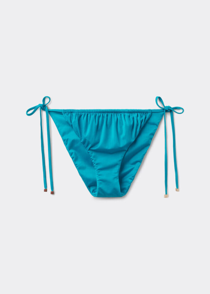 Slip de baie cu șnururi din satin lucios