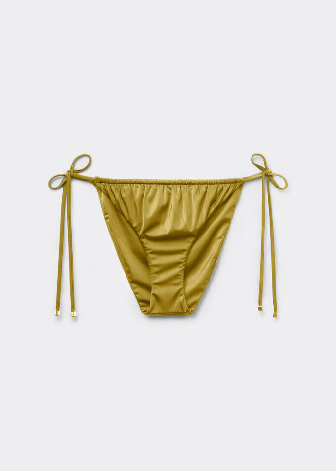 Slip de baie cu șnururi din satin lucios