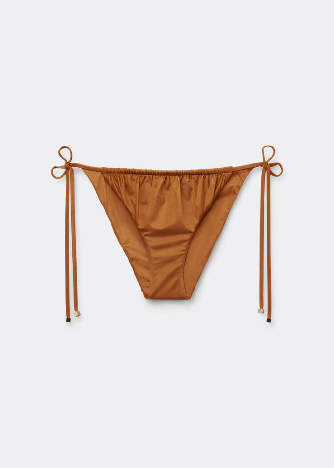 Slip de baie cu șnururi din satin lucios
