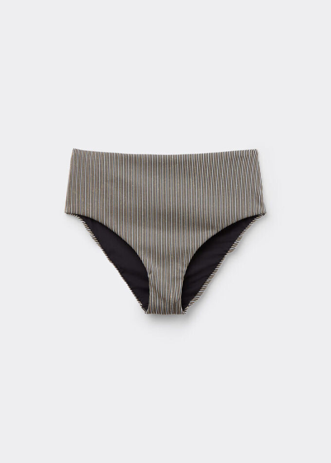 Slip de baie cu talie înaltă cu dungi aurii Slip de baie cu talie înaltă cu dungi aurii