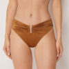 Slip de baie cu talie înaltă din satin lucios Slip de baie cu talie înaltă din satin lucios