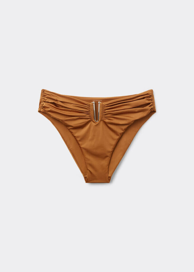 Slip de baie cu talie înaltă din satin lucios Slip de baie cu talie înaltă din satin lucios