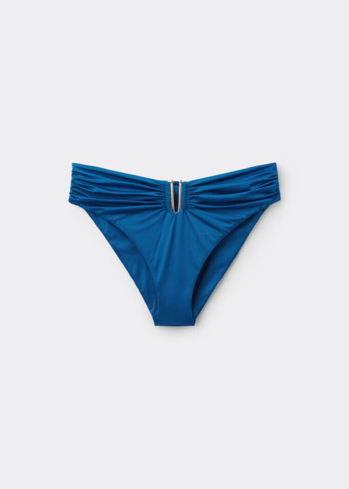 Slip de baie cu talie înaltă din satin lucios Slip de baie cu talie înaltă din satin lucios