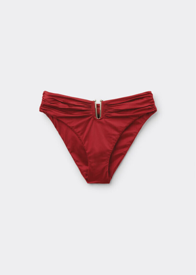 Slip de baie cu talie înaltă din satin lucios Slip de baie cu talie înaltă din satin lucios