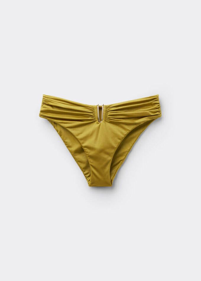 Slip de baie cu talie înaltă din satin lucios Slip de baie cu talie înaltă din satin lucios