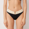 Slip de baie cu talie înaltă, elegant, bicolor Slip de baie cu talie înaltă, elegant, bicolor