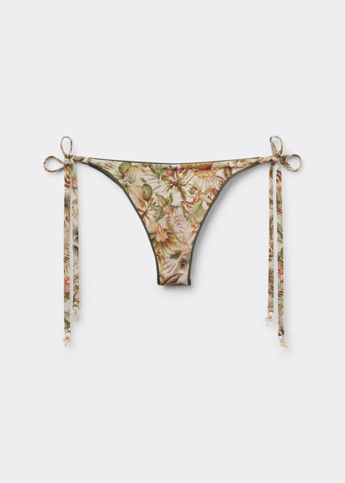 Slip de baie slipuri braziliene cu imprimeu de frunziș tropical Slip de baie slipuri braziliene cu imprimeu de frunziș tropical