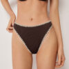Slip de baie slipuri braziliene cu talie înaltă, broderie bicoloră Slip de baie slipuri braziliene cu talie înaltă, broderie bicoloră