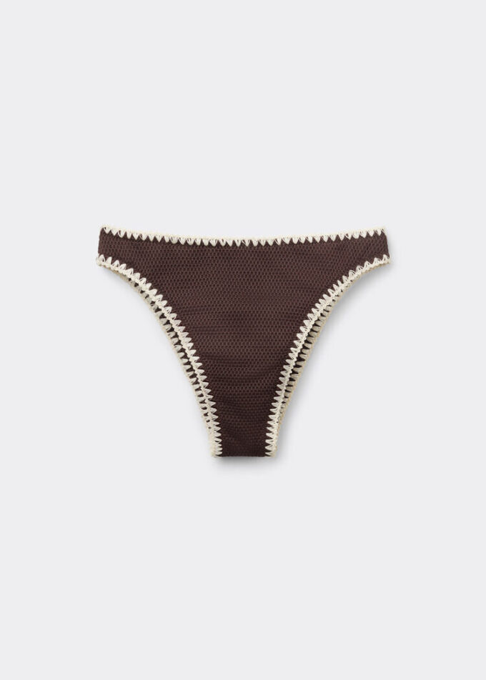 Slip de baie slipuri braziliene cu talie înaltă, broderie bicoloră Slip de baie slipuri braziliene cu talie înaltă, broderie bicoloră