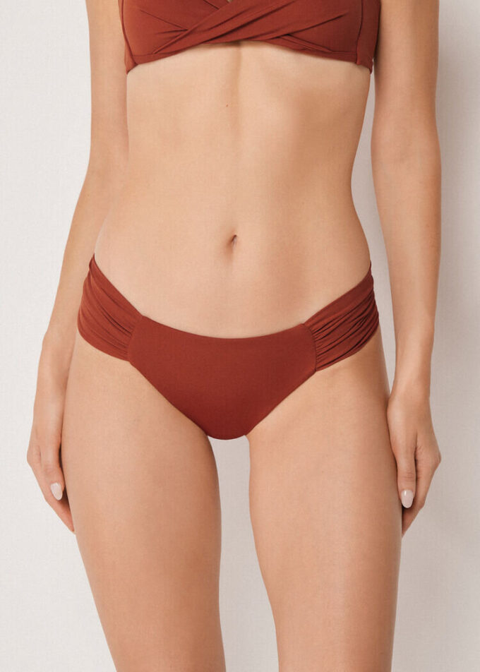 Slip de baie slipuri braziliene drapat, croială premium Slip de baie slipuri braziliene drapat, croială premium
