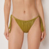 Slip de bikini cu slipuri cu șnur lateral din satin lucios