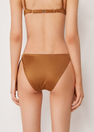 Slip de bikini cu slipuri cu șnur lateral din satin lucios
