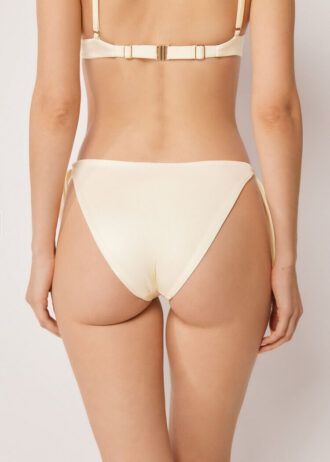 Slip de bikini cu slipuri cu șnur lateral din satin lucios