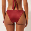 Slip de bikini cu slipuri cu șnur lateral din satin lucios