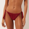 Slip de bikini cu slipuri cu șnur lateral din satin lucios