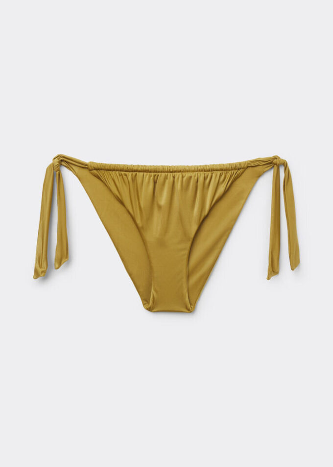 Slip de bikini cu slipuri cu șnur lateral din satin lucios