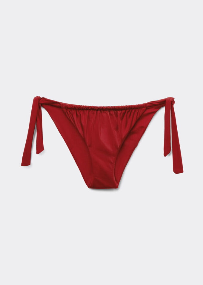 Slip de bikini cu slipuri cu șnur lateral din satin lucios