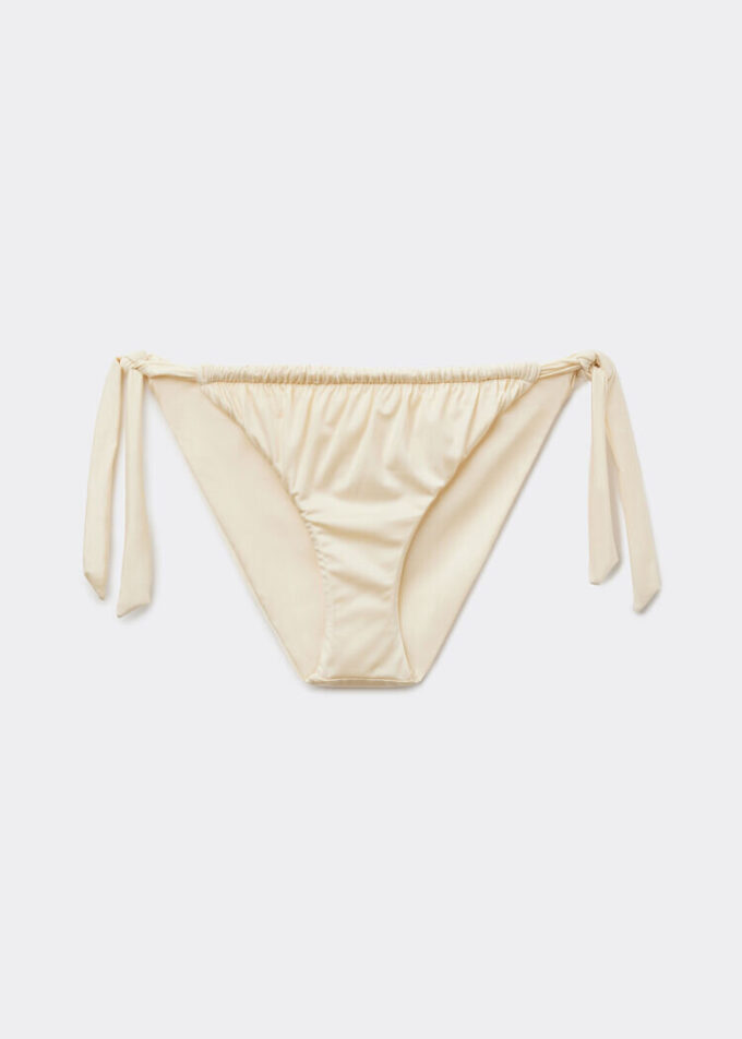 Slip de bikini cu slipuri cu șnur lateral din satin lucios